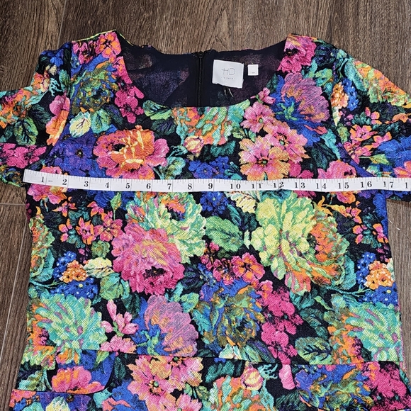 Anthropologie HD In Paris Multicolor Floral Shift Dress Women XXS Front Pockets - Picture 11 of 15